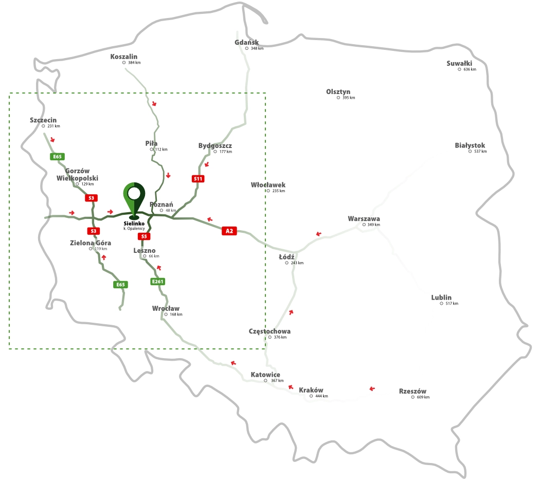 Mapa dojazdu na Krajowe Dni Pola 2023 w Sielinku - Krajowe Dni Pola 2023 Sielinko